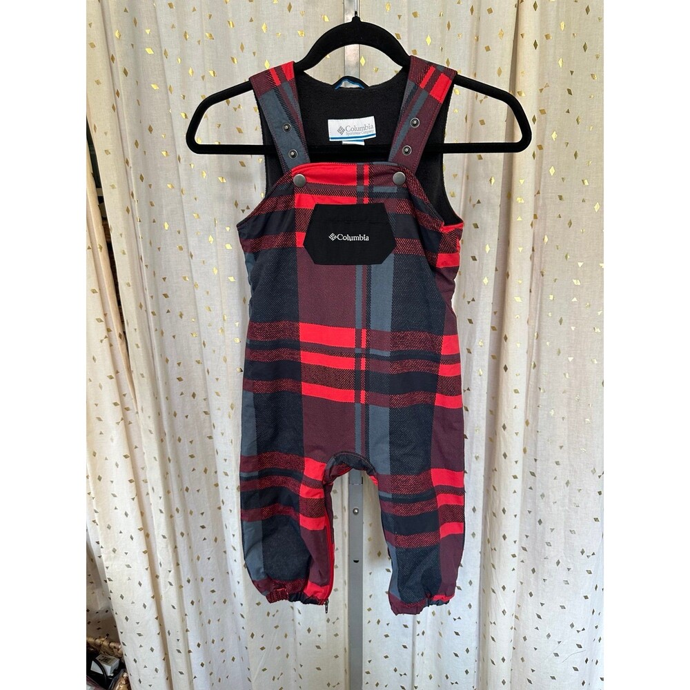 Columbia Toddler Check Plaid Adjustable Snap Straps Padded Overalls Snowsuit 2T